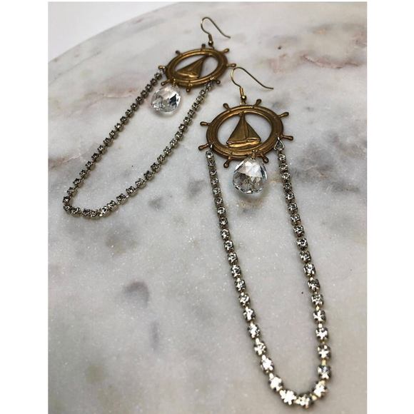 Sail Away With Me Statement Earrings OOAK - Picture 4 of 5